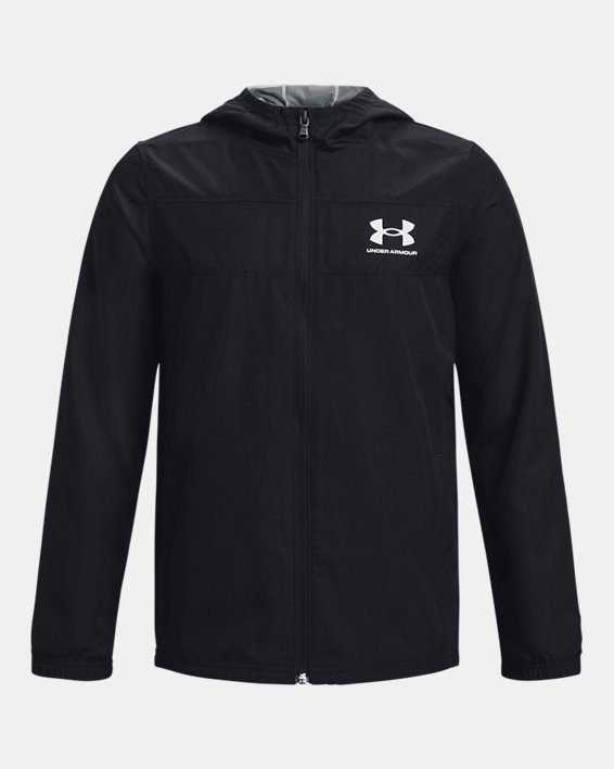 เสื้อแจ็คเก็ตกันลม UA Sportstyle สำหรับเด็กผู้ชาย in Black image number 0